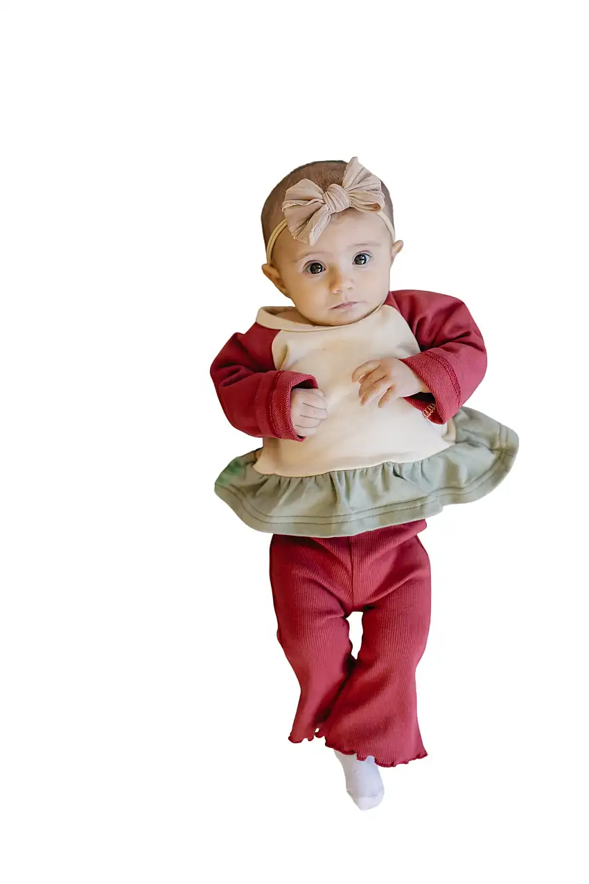 Ribbed Cotton Flared Leggings - Red Valentine's Coordinating