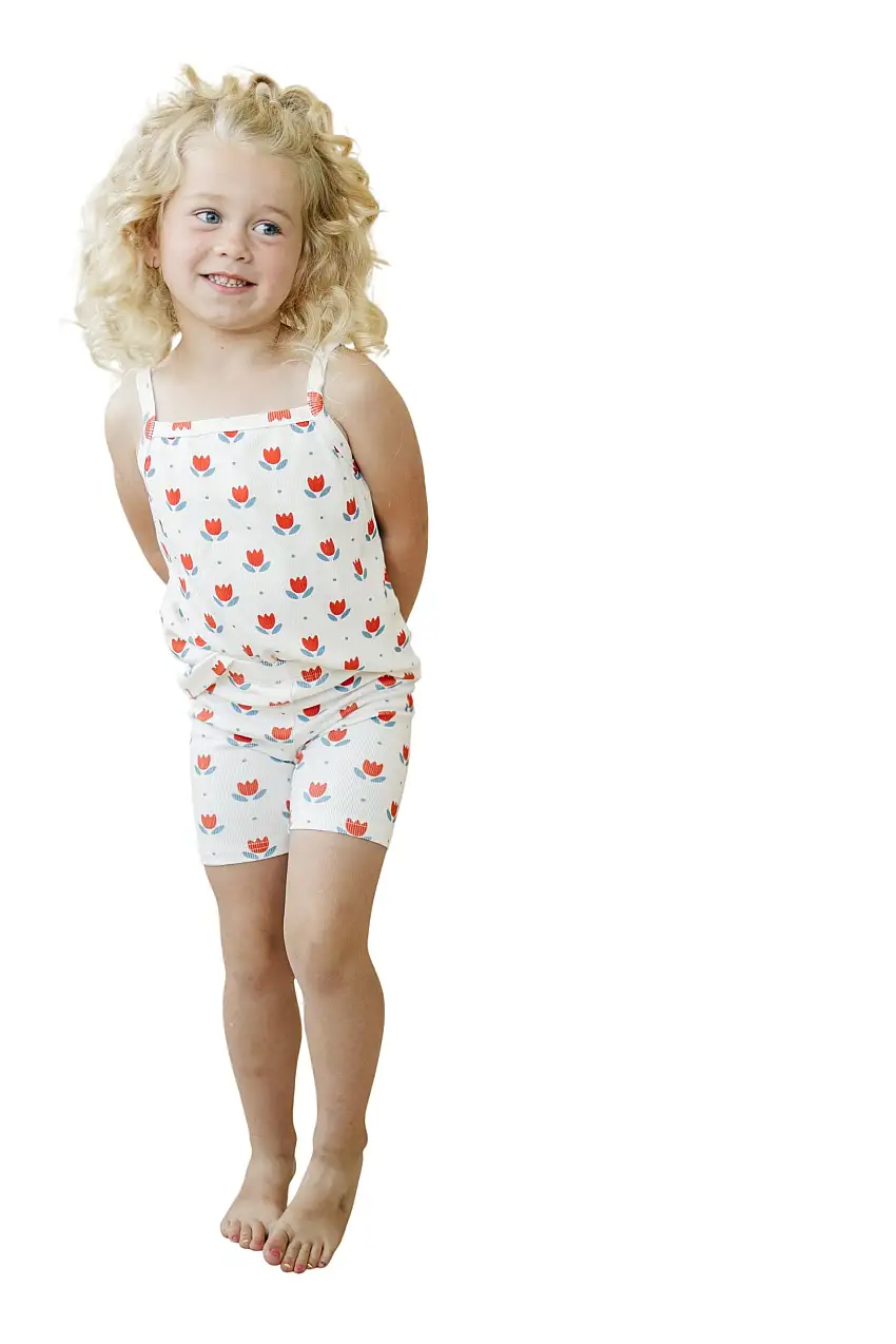 Red White & Blue Tulip Ribbed Bamboo 2pc Tank Set