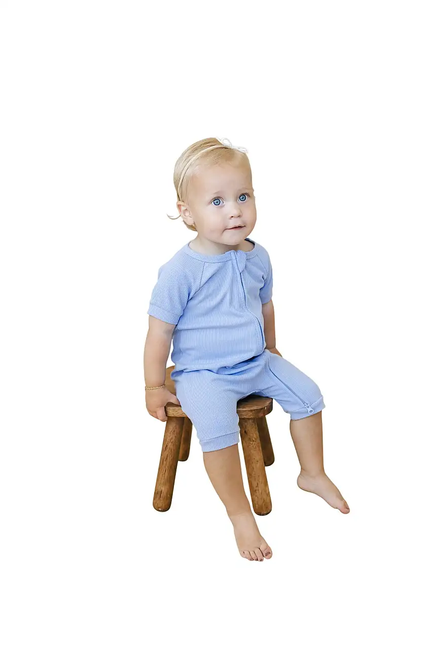 Solid Ribbed Bamboo Shorty Romper - More Colors