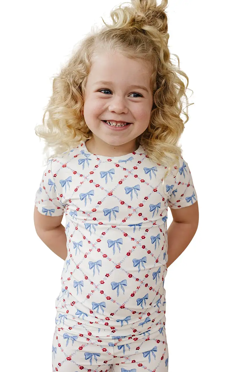 Red White & Bows 2pc Bamboo Pajamas