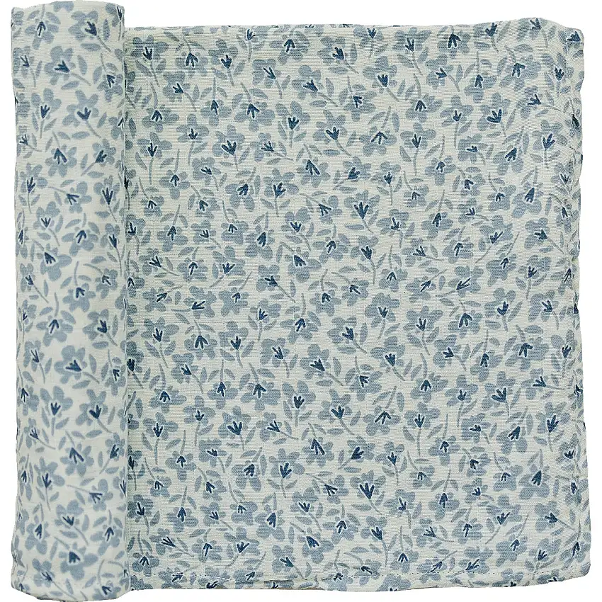 Blue Blossom Muslin Swaddle Blanket