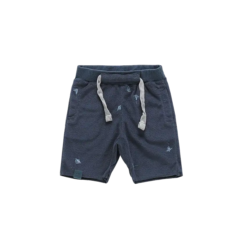 Terry Shorts With Print | Navy
