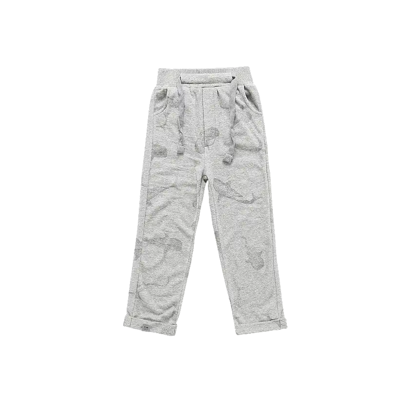 Terry Trousers | Heather Grey With Print