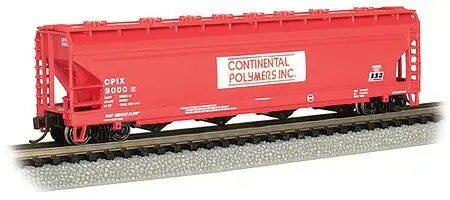 Bachmann 17562 N Scale 56' 4-Bay Center-Flow Hopper - Ready to Run - Silver Series(R) -- Continental Polymers 3000