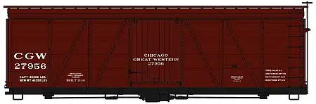 Accurail 1157 HO Scale Fowler 36' Wood Boxcar - Kit -- Chicago Great Western #27958 (Boxcar Red)