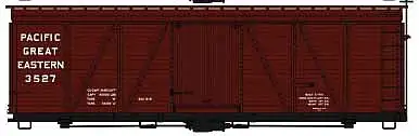 Accurail 11601 HO Scale Fowler 36' Wood Boxcar - Kit -- Pacific Great Eastern 3527 (Boxcar Red)