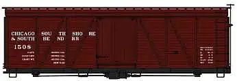 Accurail 1164 HO Scale Fowler 36' Wood Boxcar - Kit -- Chicago, South Shore & South Bend 1508 (Boxcar Red)