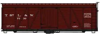Accurail 1166 HO Scale Fowler 36' Wood Boxcar - Kit -- Toledo, St. Louis & Western 7539 (Boxcar Red, Clover Leaf Route Logo)