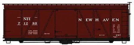 Accurail 1174 HO Scale Fowler 36' Wood Boxcar - Kit -- New Haven 71289 (Boxcar Red)