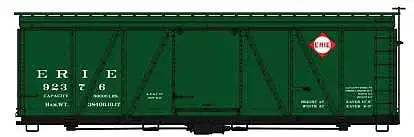 Accurail 1175 HO Scale Fowler 36' Wood Boxcar - Kit -- Erie 92376 (Express Scheme, green, red logo)