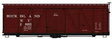 Accurail 1176 HO Scale Fowler 36' Wood Boxcar - Kit -- Rock Island (Boxcar Red)