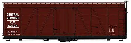 Accurail 1179 HO Scale Fowler 36' Wood Boxcar - Kit -- Central Vermont 62374 (Boxcar Red)