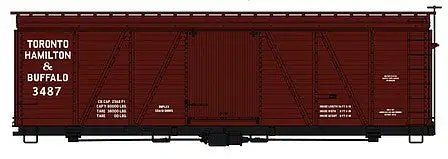Accurail 1183 HO Scale Folwer 36' Wood Boxcar - Kit -- Toronto, Hamilton & Buffalo 3487 (Boxcar Red)
