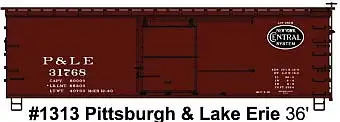 Accurail 1313 HO Scale 36' Double-Sheathed Wood Boxcar, Steel Roof, Ends, Fishbelly Underframe - Ki -- Pittsburgh & Lake Erie 31768 (Boxcar Red, black, NYC System Logo)