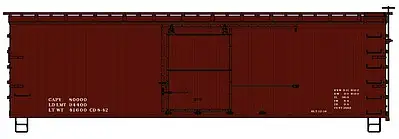 Accurail 1397 HO Scale 36' Double-Sheathed Wood Boxcar w/Steel Roof, Ends, Fishbelly Underframe - K -- Data Only (Boxcar Red, 1940s-Style Lettering)