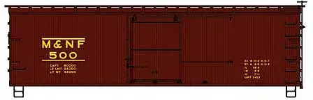 Accurail 1409 HO Scale 36' Double-Sheathed Wood Boxcar, Steel Roof, Ends, Straight Underframe - Kit -- Morehead & North Fork #500 (Boxcar Red, yellow)