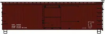 Accurail 1497 HO Scale 36' Double-Sheathed Wood Boxcar, Steel Roof, Ends, Straight Underframe - Kit -- 1940s-Style Data Only (Boxcar Red)