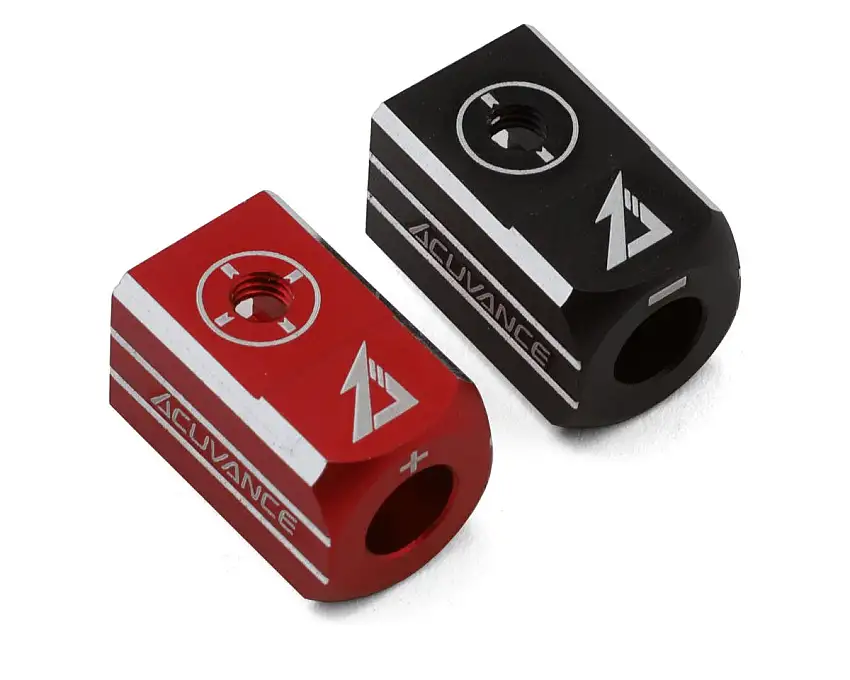 Acuvance Aluminum Battery Plug Grips Set w/4mm Bullet Connectors (Black/Red)