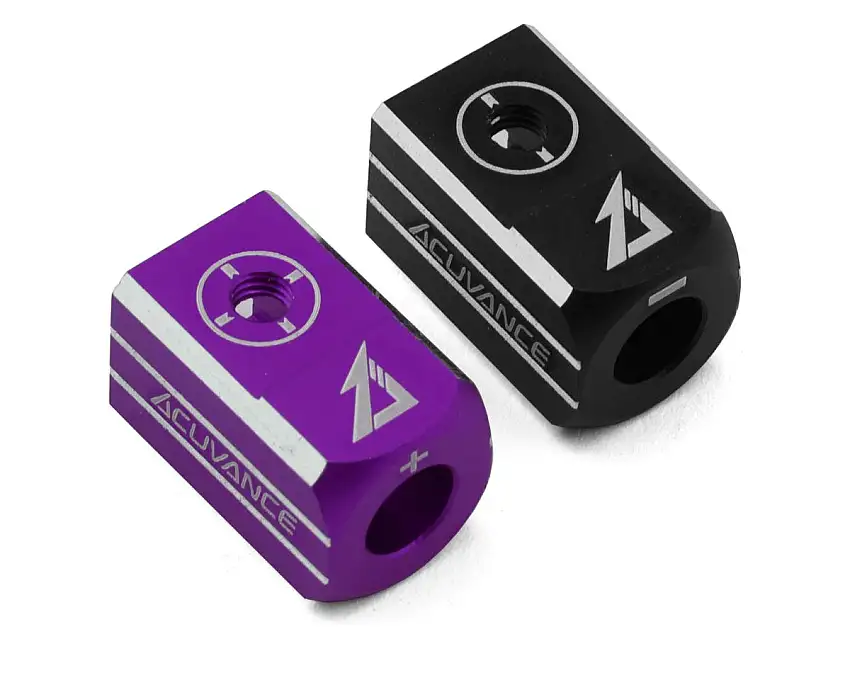 Acuvance Aluminum Battery Plug Grips Set w/4mm Bullet Connectors (Black/Purple)