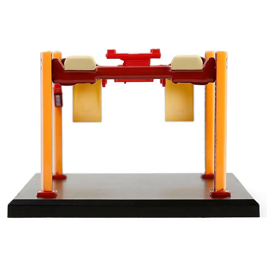 Adjustable Four-Post Lift "Busted Knuckle Garage" Red and Yellow "Four-Post Lifts" Series 6 1/64 Diecast Model by Greenlight