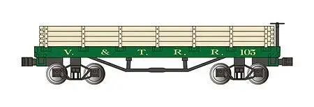 Bachmann 15453 N Scale Old-Time Wood Gondola - Ready to Run -- Virginia & Truckee #105 (green)