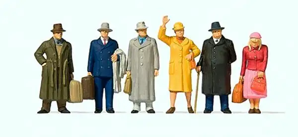 Preiser 65366 1/45 Scale Standing & Walking Passengers -- pkg(6)