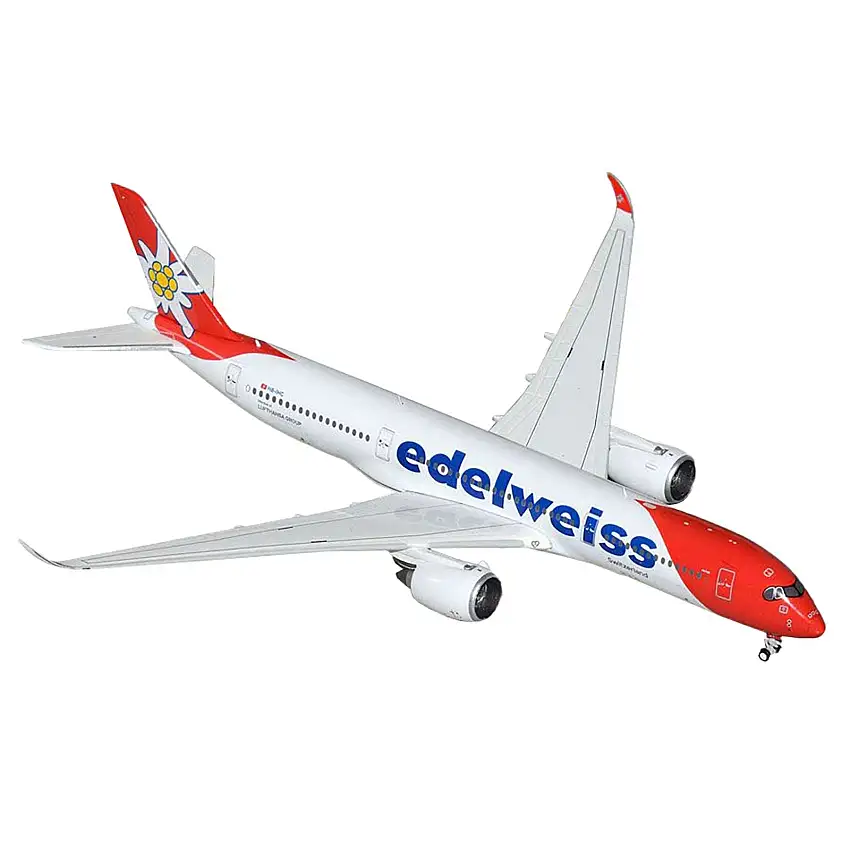 Airbus A350-900 Commercial Aircraft "Edelweiss Air" (HB-IHC) White with Red Tail 1/400 Diecast Model Airplane by GeminiJets
