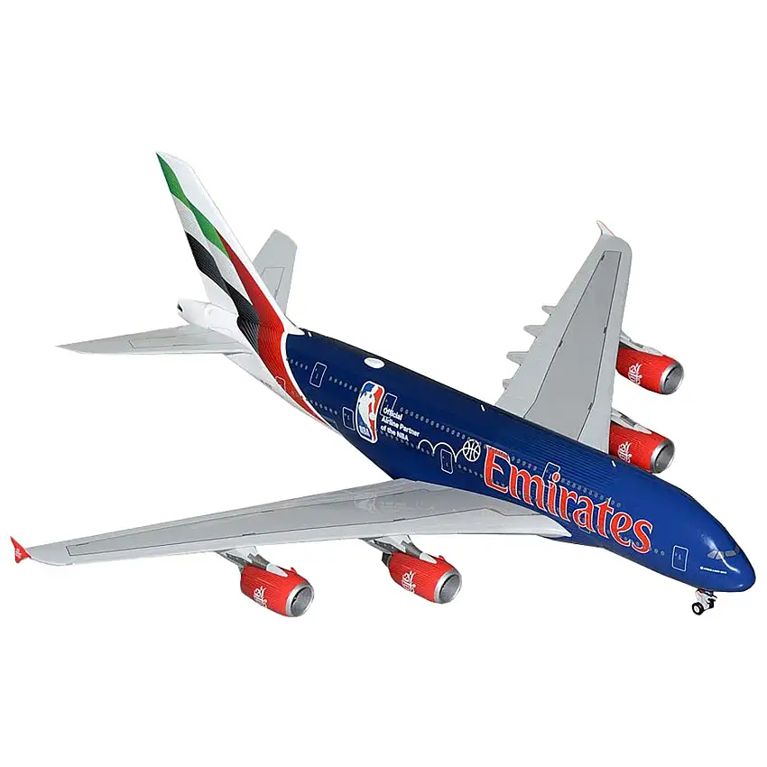 Airbus A380-800 Commercial Aircraft "Emirates Airlines - Official NBA Partner" (A6-EOD) Blue with Tail Graphics "Gemini 200" Series 1/200 Diecast Model Airplane by GeminiJets