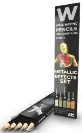 AKI-10046 AK Interactive Weathering Pencils: Metallic Effects Set (5 Colors)