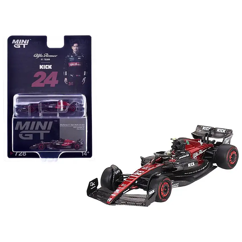 Alfa Romeo C43 #24 Zhou Guanyu "Alfa Romeo F1 Team Kick" Formula One F1 "Australian GP" (2023) Limited Edition 1/64 Diecast Model Car by Mini GT