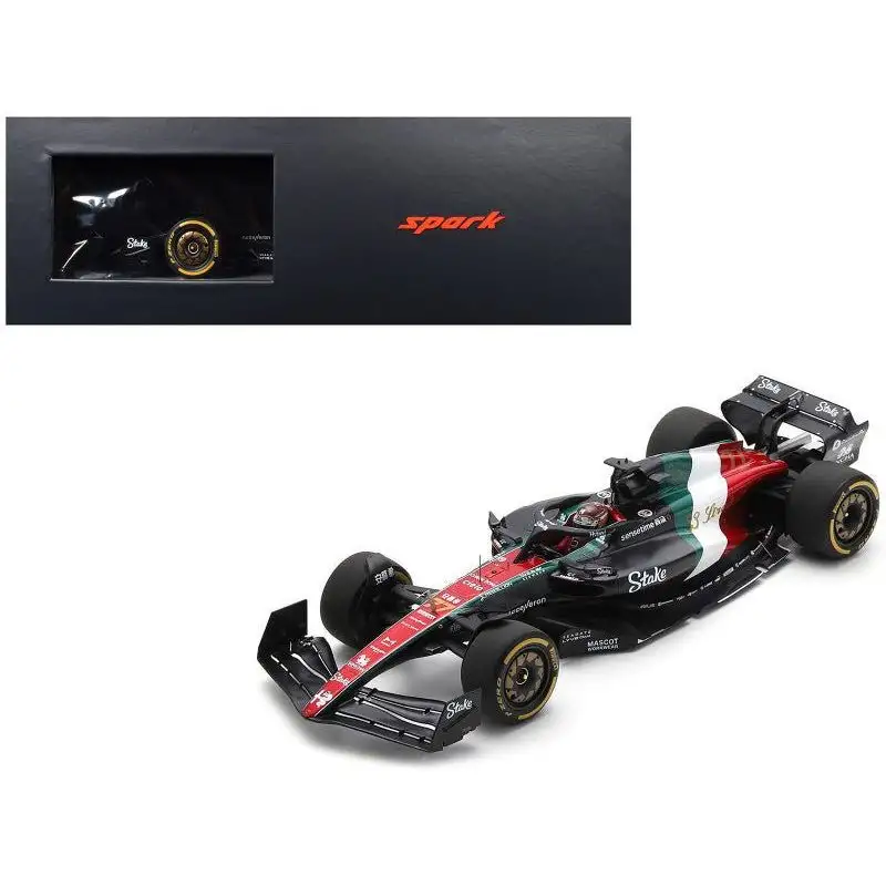 Alfa Romeo C43 #77 Valtteri Bottas "F1 Team Stake" Formula One F1 "Italian GP" (2023) and Acrylic Display Case 1/18 Model Car by Spark