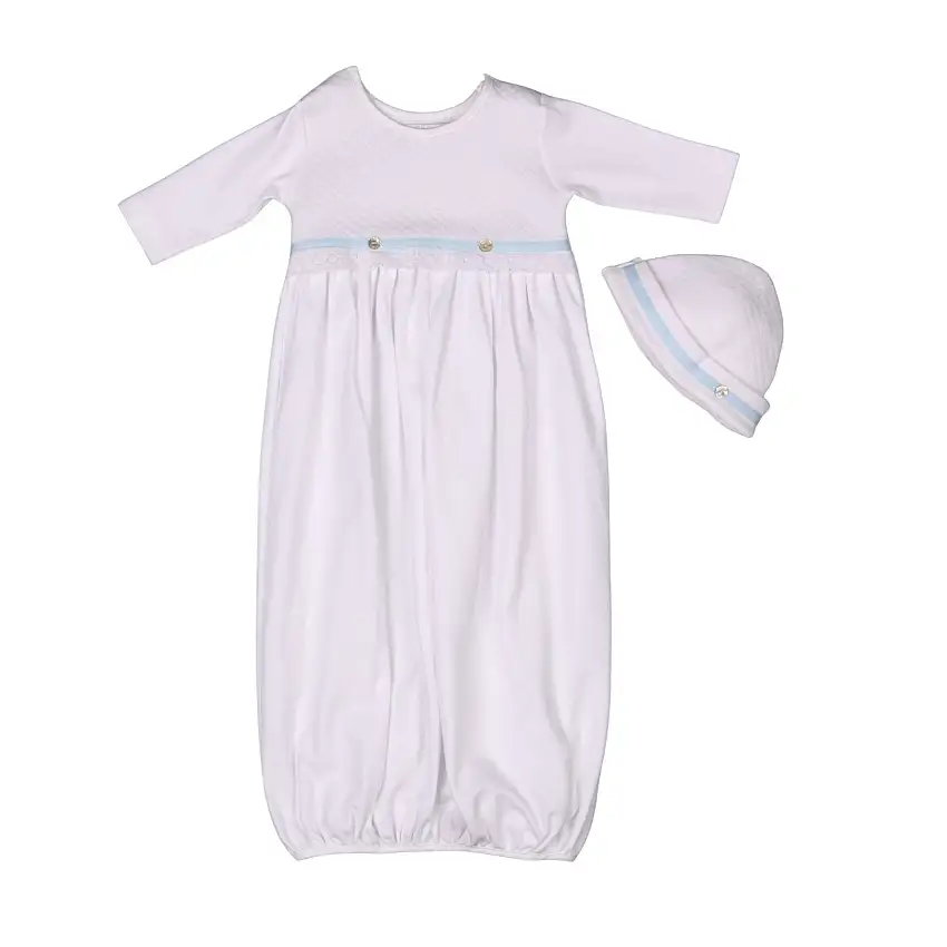 Andrea | Boys White & Blue Quilted Cotton Gown Set (2)