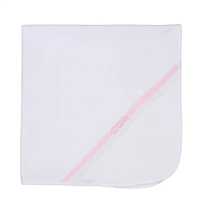 Andrea | Girls White & Pink Quilted Cotton Blanket
