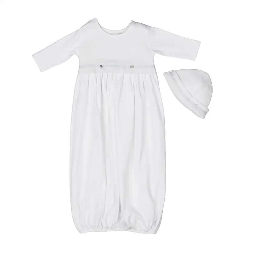 Andrea| Baby White Quilted Cotton Gown Set (2)