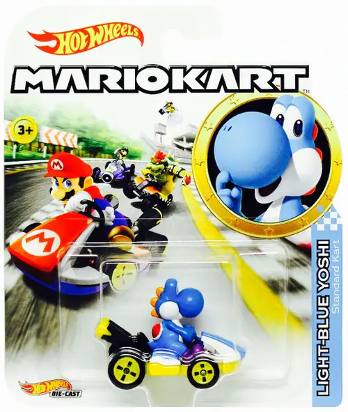 Hot Wheels Mario Kart Light-Blue Yoshi Diecast Car [Standard Kart]