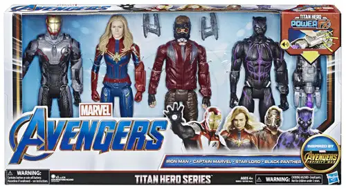 Marvel Avengers Infinity War Titan Hero Series Power FX Iron Man, Captain America, Star-Lord & Black Panther Action Figure 4-Pack