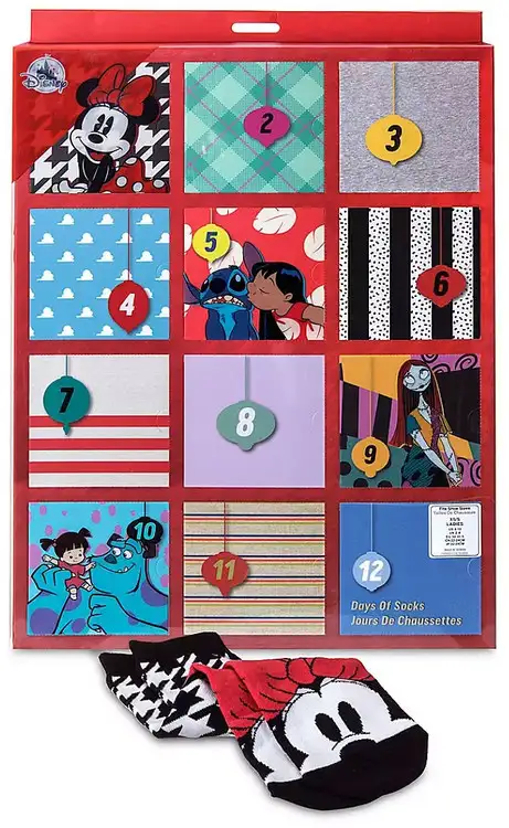 Disney / Pixar 2019 Holiday Sock Set for Women Exclusive Advent Calendar [12-Pack, XSmall, 4 - 10]