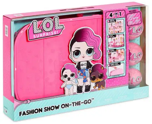 LOL Surprise Fashion Show On The Go BRIGHT Pink Exclusive Playset [BONUS Set with 2 Dolls & 1 Pet!]