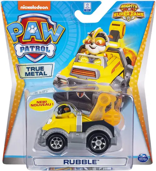 Paw Patrol Mighty Pups Super Paws True Metal Rubble Diecast Car [Mighty Pups Super Paws]