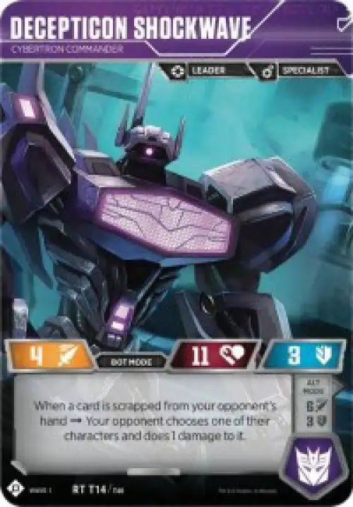 Transformers Trading Card Game Wave 1 Rare Decepticon Shockwave - Cybertron Commander T14