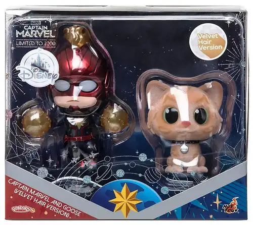 Disney Captain Marvel & Goose Exclusive Bobble Head 2-Pack [Velvet Hair Version]