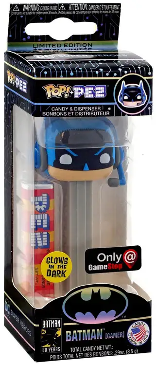 Funko DC Batman 80th POP! PEZ Batman Exclusive Candy Dispenser [Gamer, Gray, Glow-in-the-Dark]