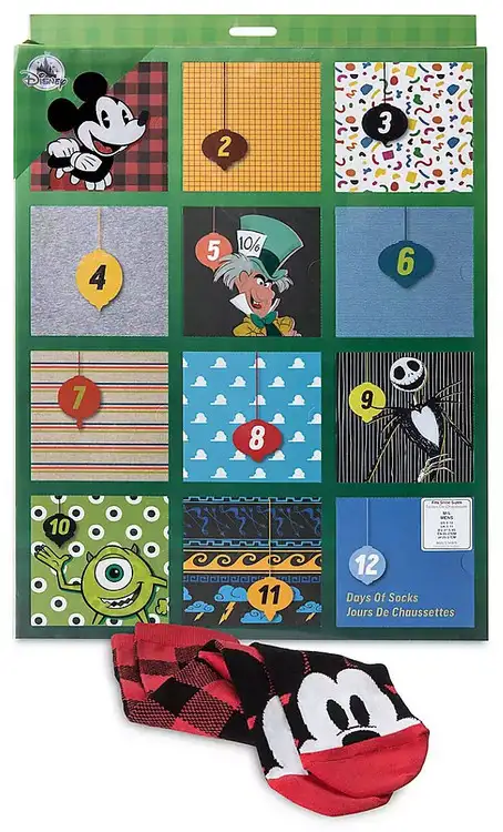 Disney / Pixar 2019 Holiday Sock Set for Men Exclusive Advent Calendar [12-Pack, Large, US 6 - 12]