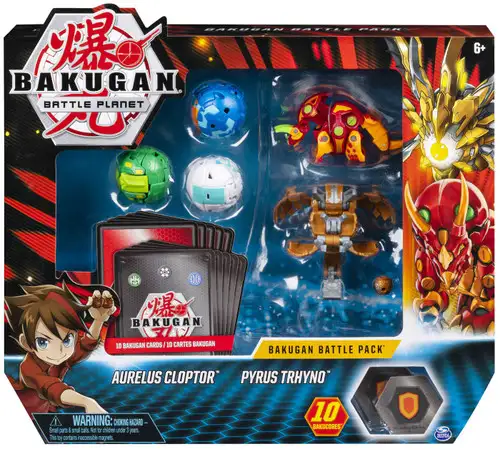 Bakugan Battle Planet Battle Brawlers Aurelus Cloptor & Pyrus Trhyno 5-Figure Battle Pack