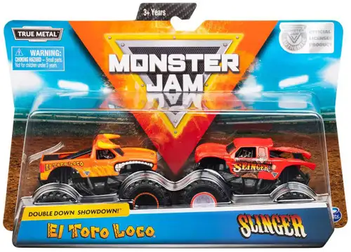 Monster Jam Double Down Showdown! El Toro Loco & Slinger Diecast Car 2-Pack