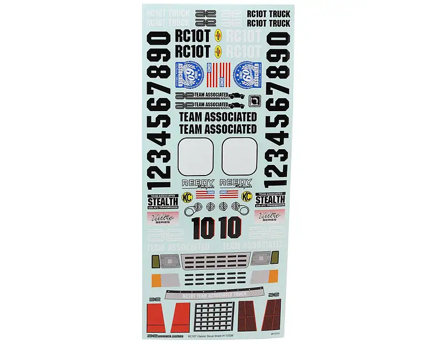 Team Associated RC10T Classic Decal Sheets (2)