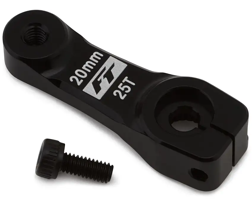 Team Associated Factory Team Aluminum 20mm Servo Horn (Black) (-2mm Offset) (25T-Futaba/ProTek)