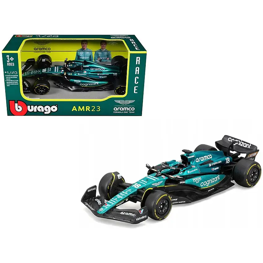 Aston Martin AMR23 #18 Lance Stroll "Cognizant Aramco F1 Team" Formula One F1 World Championship (2023) "Race" Series 1/43 Diecast Model Car by Bburago