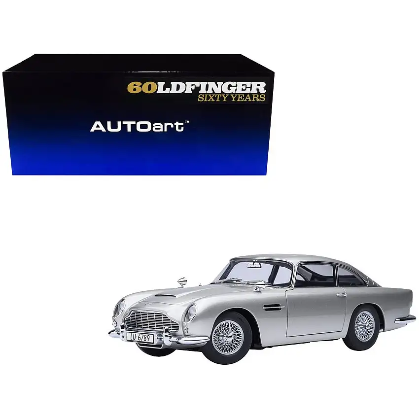 Aston Martin DB5 RHD (Right Hand Drive) Birch Silver 007 James Bond "Goldfinger" (1964) Movie 1/18 Model Car by Autoart