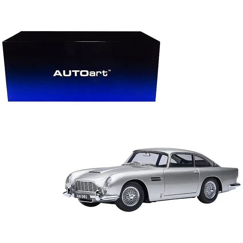 Aston Martin DB5 RHD (Right Hand Drive) Birch Silver 1/18 Model Car by Autoart